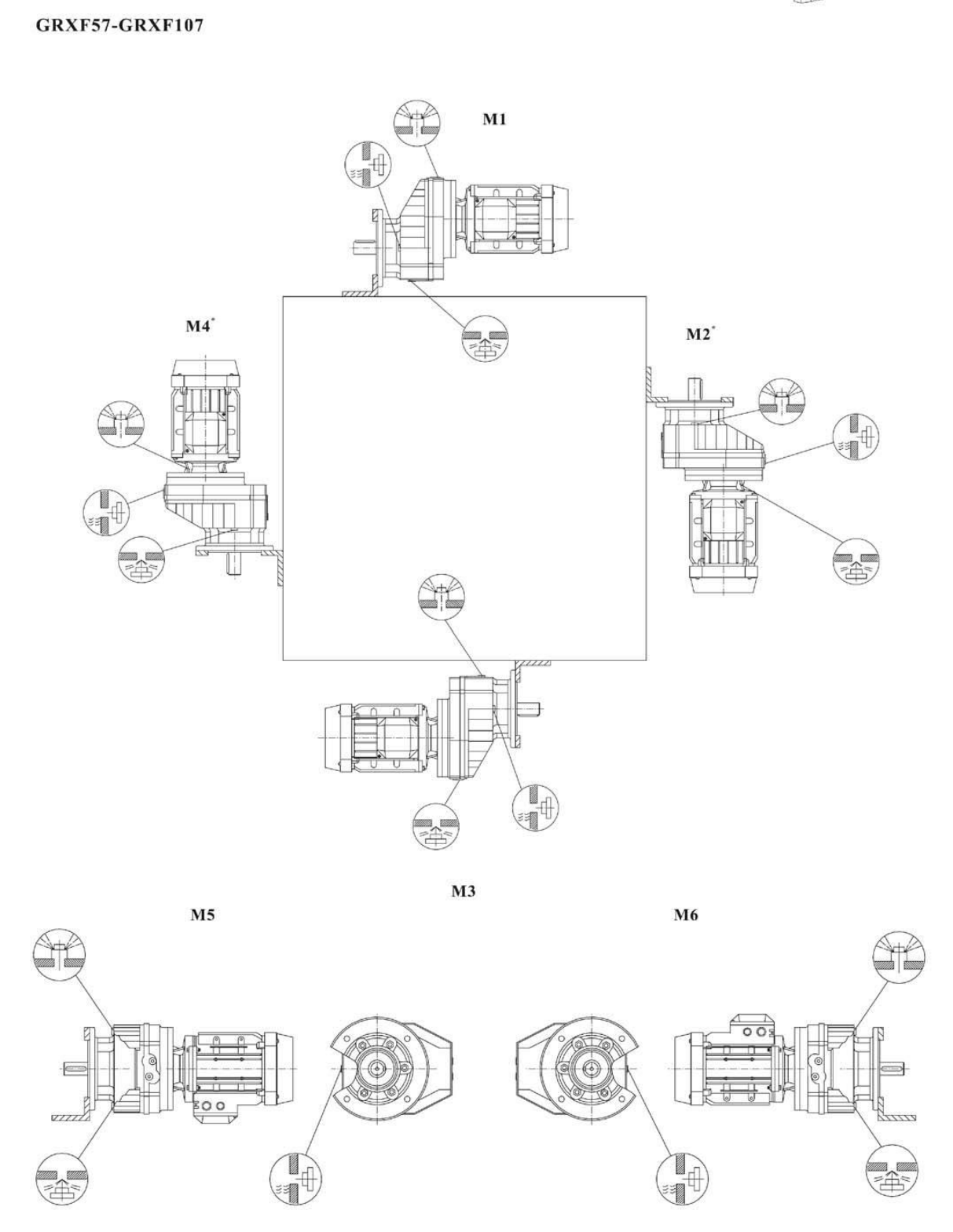 RXF減速機(jī)安裝方位 RXF減速機(jī)安裝方位